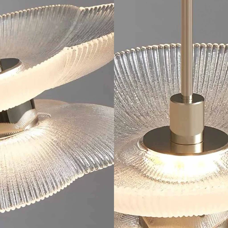 Hanging Pendant Light Glass Double-Layer Floral LED
