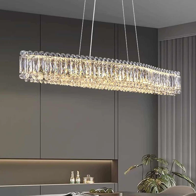 Pendant Light Luxury Clear Crystal Shade Long Dimmable LED