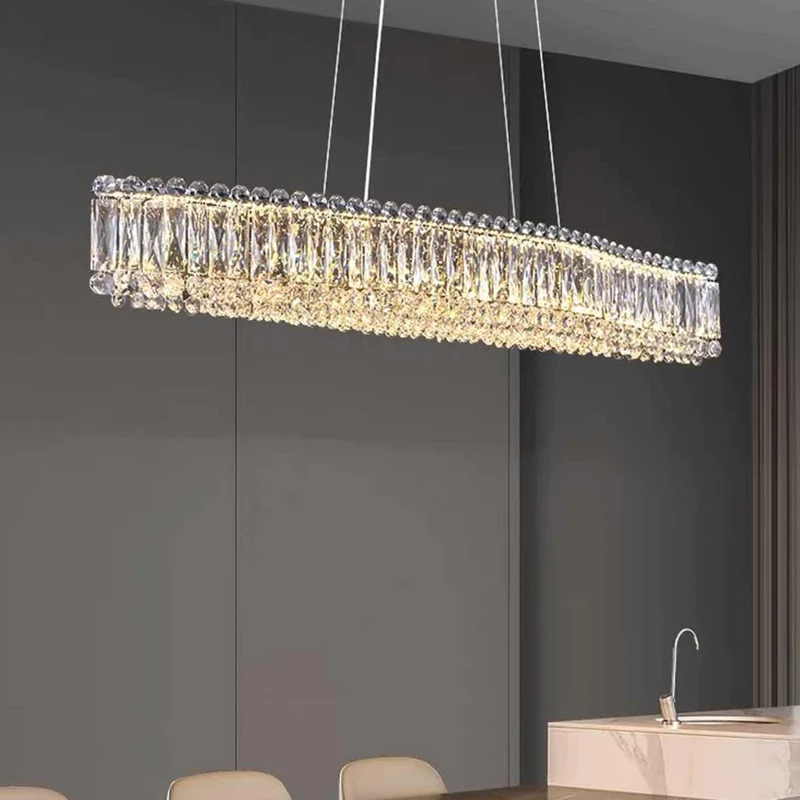 Pendant Light Luxury Clear Crystal Shade Long Dimmable LED