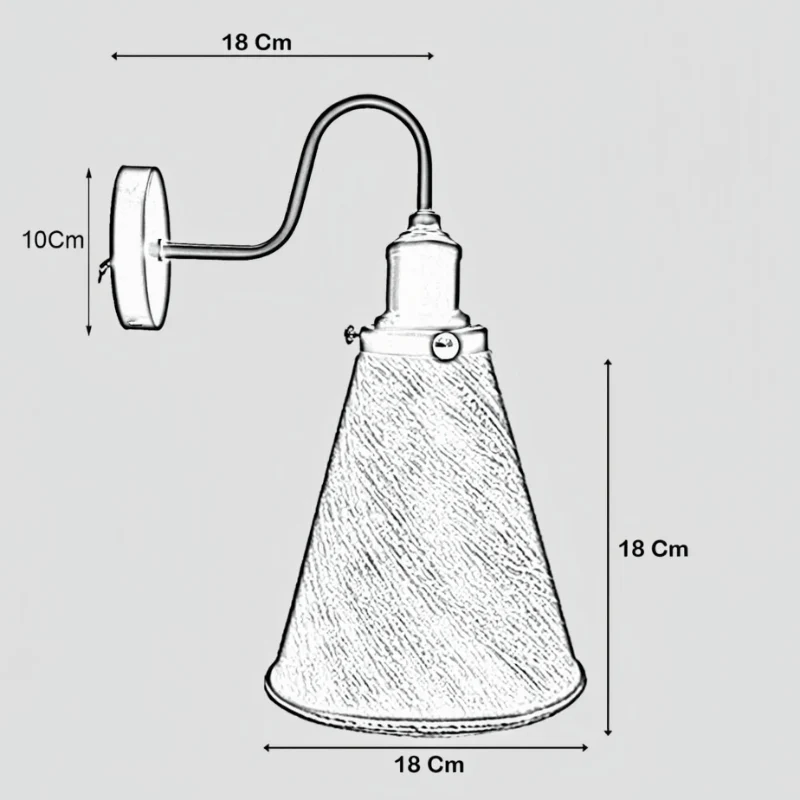 Industrial Wandleuchte Vintage E27 Retro Wandlampe Metall ~3888