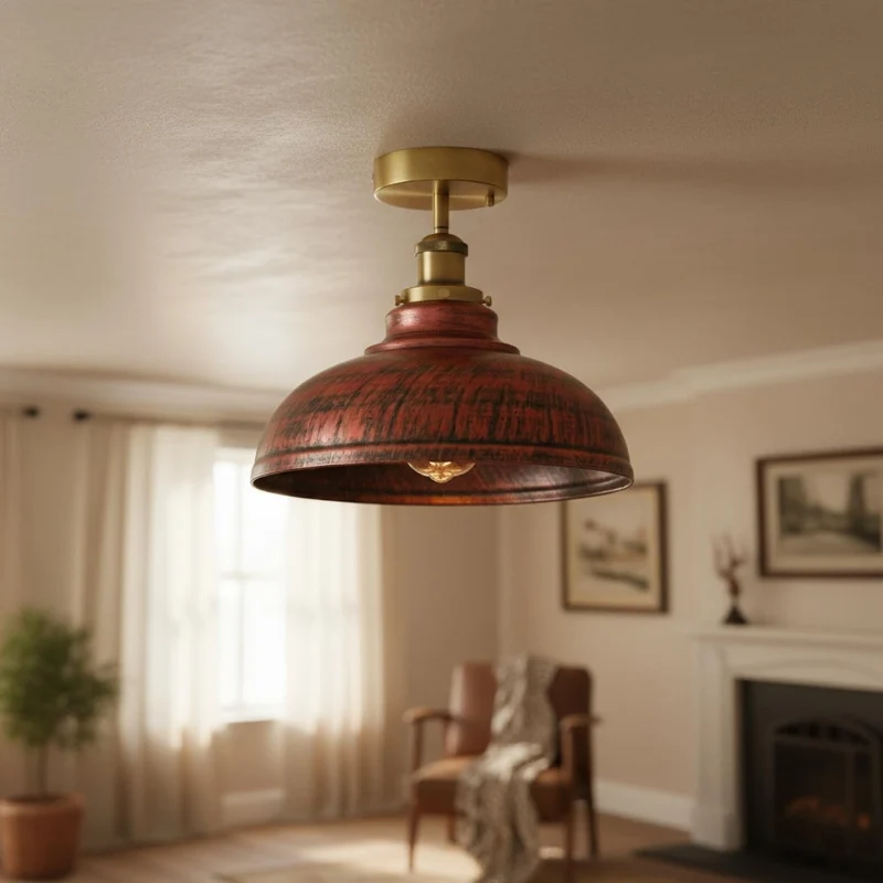 Vintage Metall Semi Flush Deckenleuchte E27 Flur LEDSONE ~3883