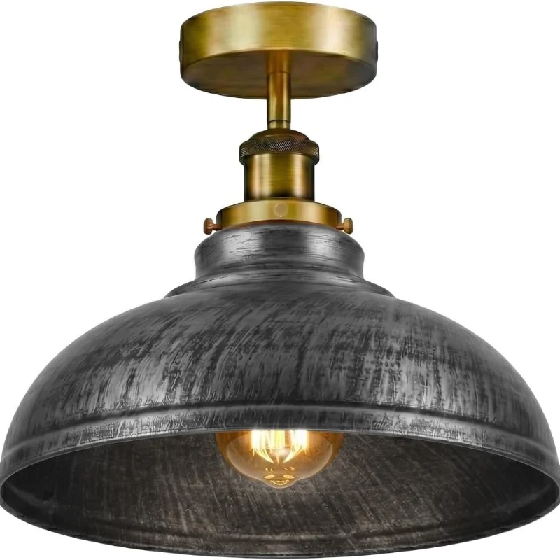 Vintage Metall Semi Flush Deckenleuchte E27 Flur LEDSONE ~3883