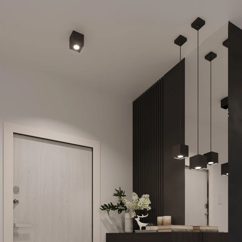 Moderne schwarze kubische Wandleuchte – Arkyon