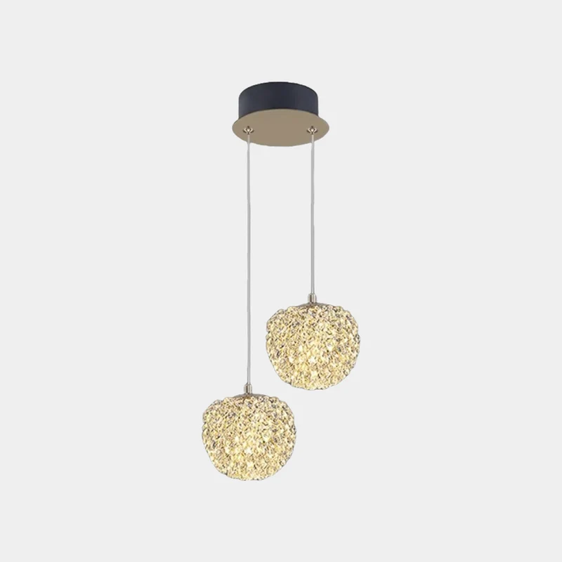 Pendant Light Small Clear Crystal Floral Sphere, Gold