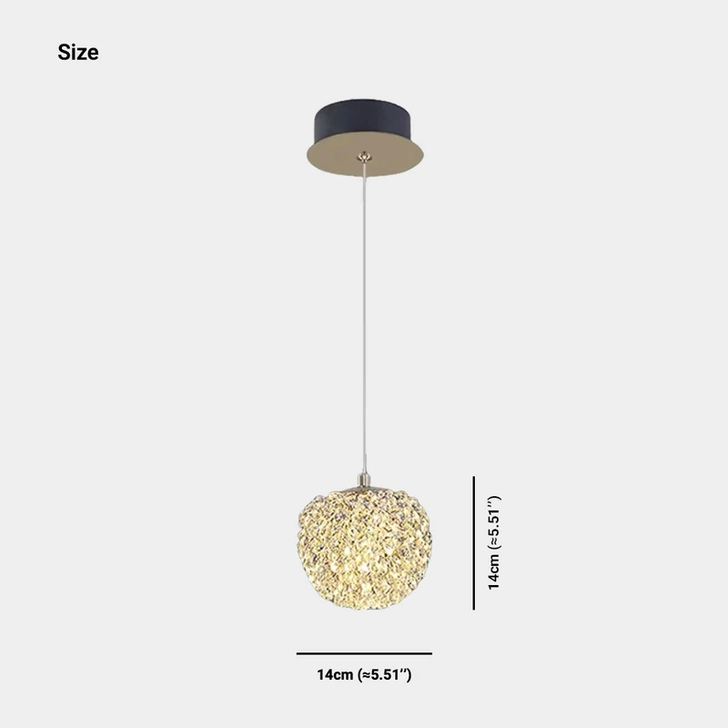 Pendant Light Small Clear Crystal Floral Sphere, Gold