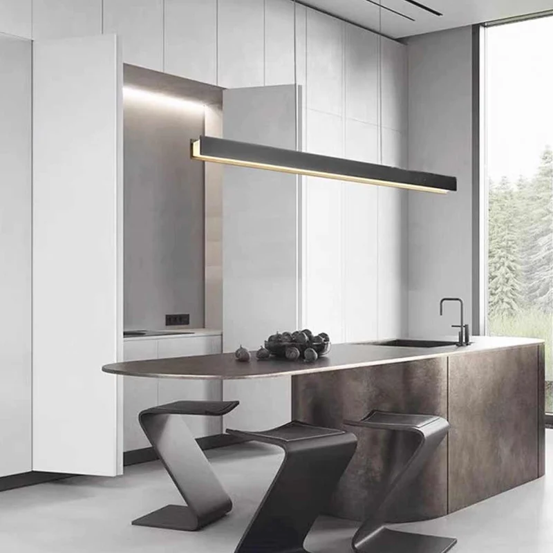Pendant Light Italian Linear Copper Dimmable LED Up & Down, Black