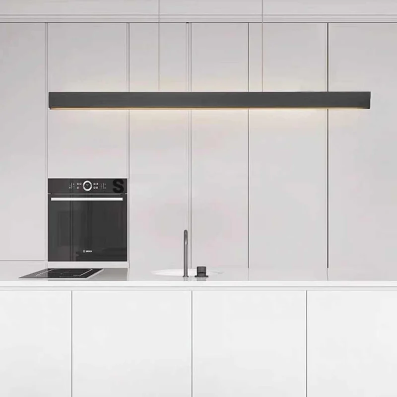 Pendant Light Italian Linear Copper Dimmable LED Up & Down, Black