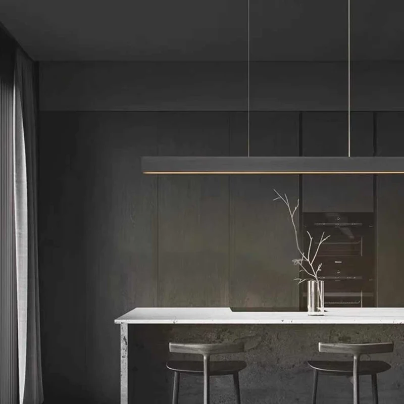 Pendant Light Italian Linear Copper Dimmable LED Up & Down, Black