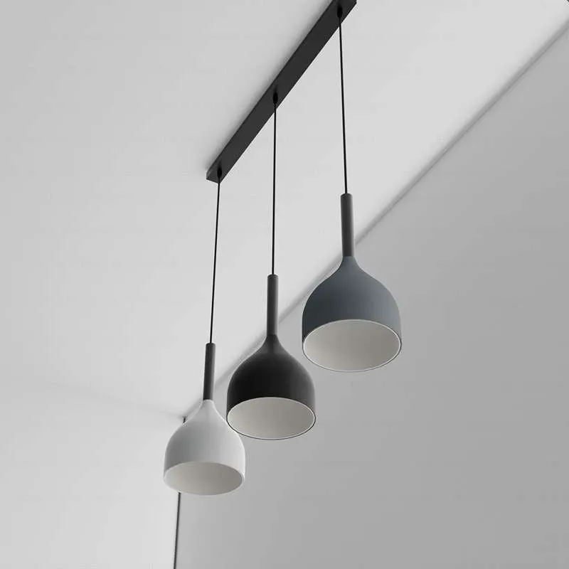 Matte 3-flammige Pendelleuchte Metall | Nordische Hängelampe Esstisch E27 ~3790