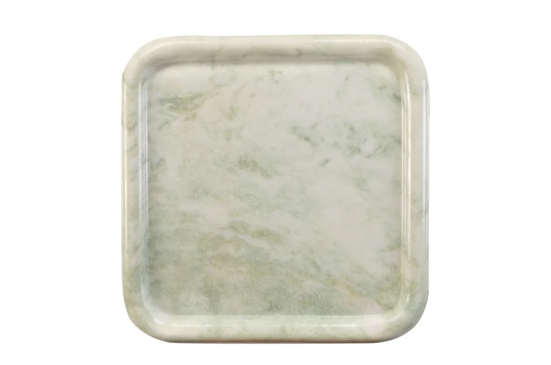 Casa Padrino Luxus Marmor Tablett Grün 40 x 40 x H. 3,5 cm - Quadratisches Tablett mit flach erhöhtem Rand aus hochwertigem Indian Green Onyx - Luxus Deko Accessoires