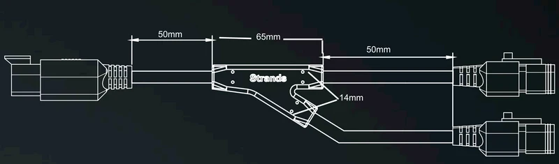 Strands Pro DT4 auf 2 x DT4 Steckerverteiler / Max. 150 W
