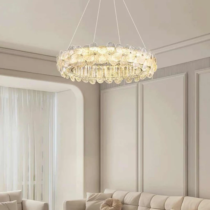 Chandelier Luxurious Crystal Glass Flower Ring Dimmable LED