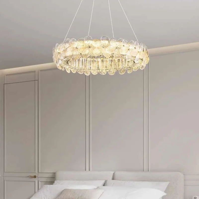 Chandelier Luxurious Crystal Glass Flower Ring Dimmable LED