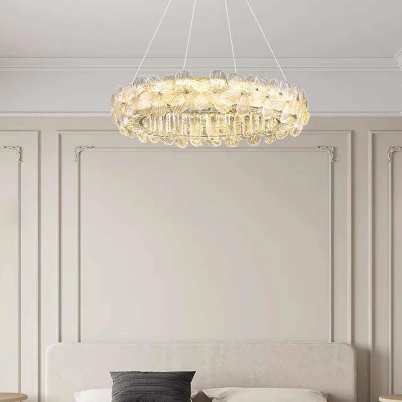 Chandelier Luxurious Crystal Glass Flower Ring Dimmable LED
