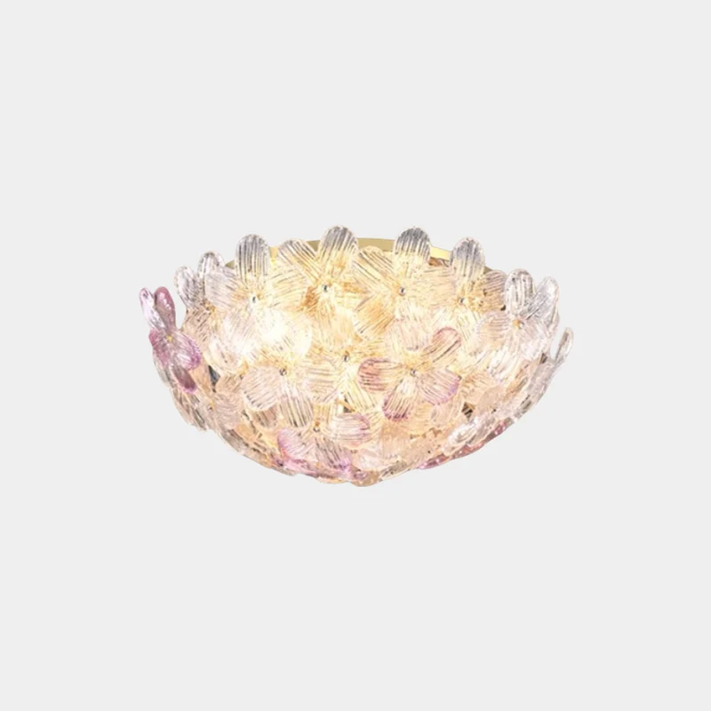 Flush Mount Ceiling Light French Round Glass Flower