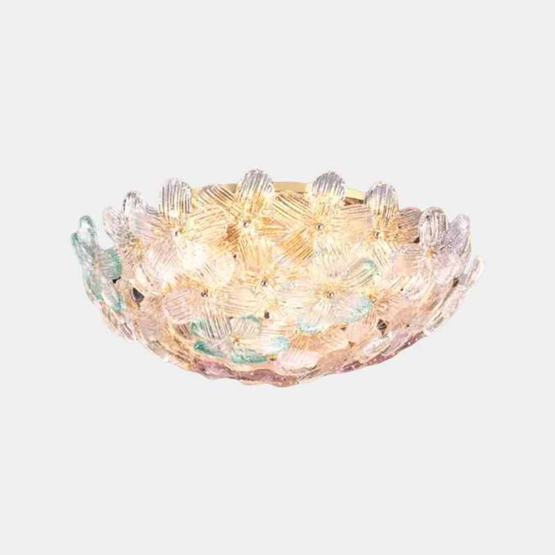 Flush Mount Ceiling Light French Round Glass Flower