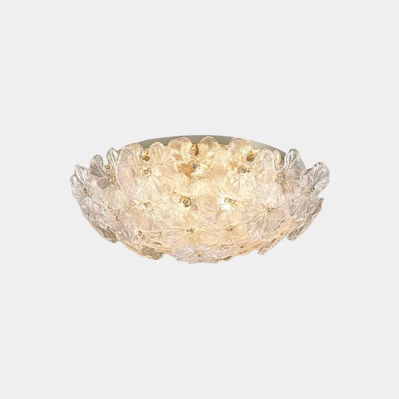 Flush Mount Ceiling Light French Round Glass Flower