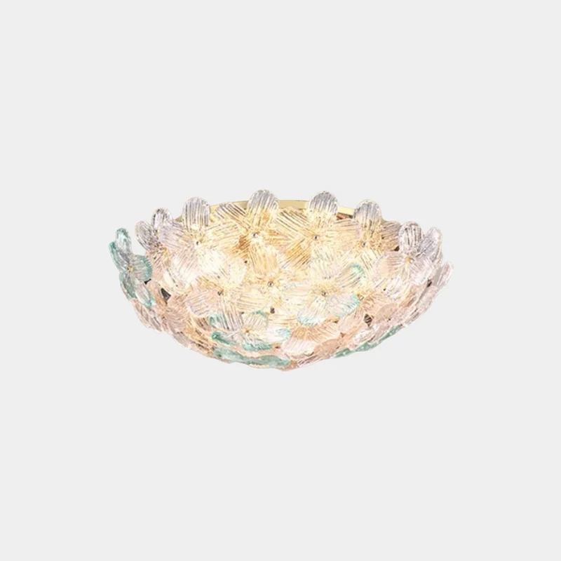 Flush Mount Ceiling Light French Round Glass Flower