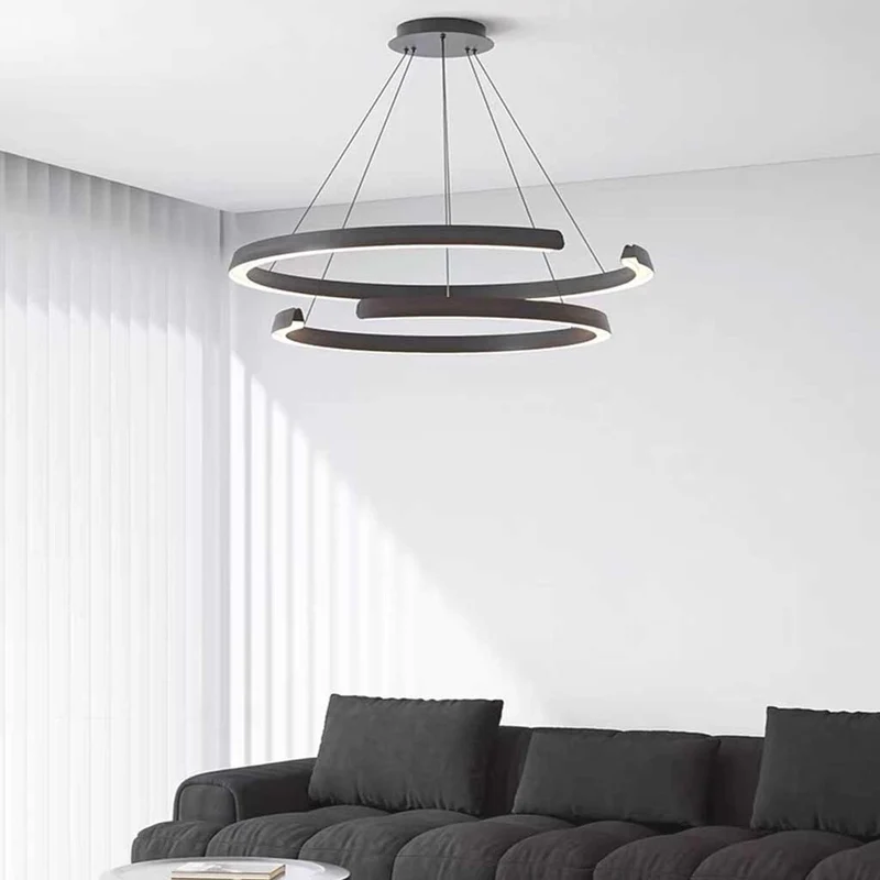 Chandelier Multi-Ring C-Shape LED Dimmable, Black