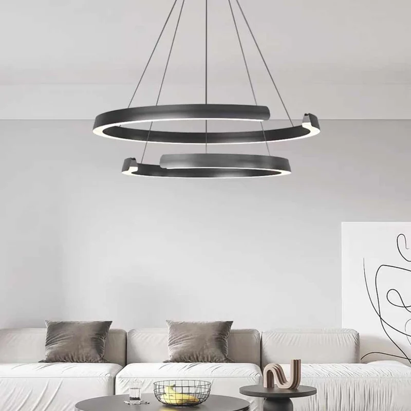 Chandelier Multi-Ring C-Shape LED Dimmable, Black