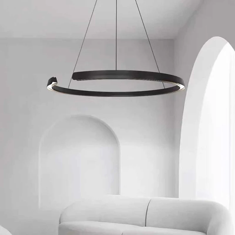 Chandelier Multi-Ring C-Shape LED Dimmable, Black
