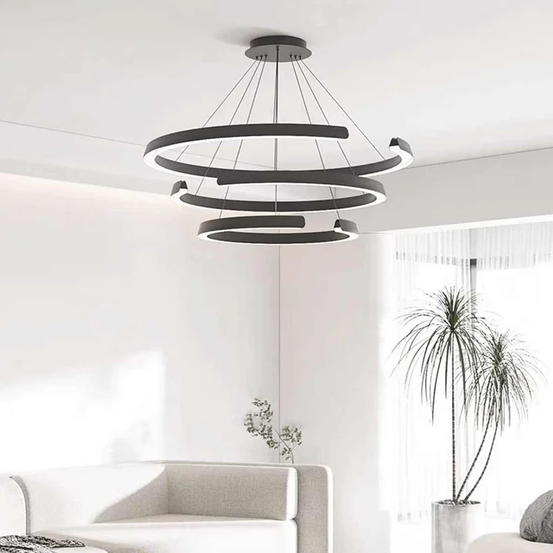 Chandelier Multi-Ring C-Shape LED Dimmable, Black
