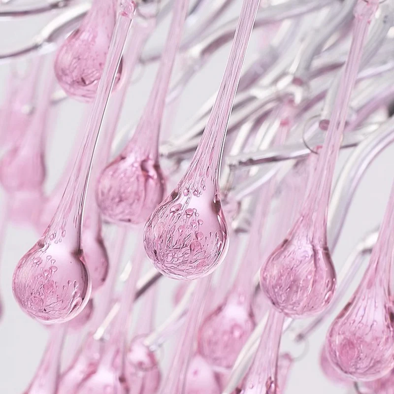Chandelier Crystal Glass Branch Raindrop for Girls Room, Pink/Blue