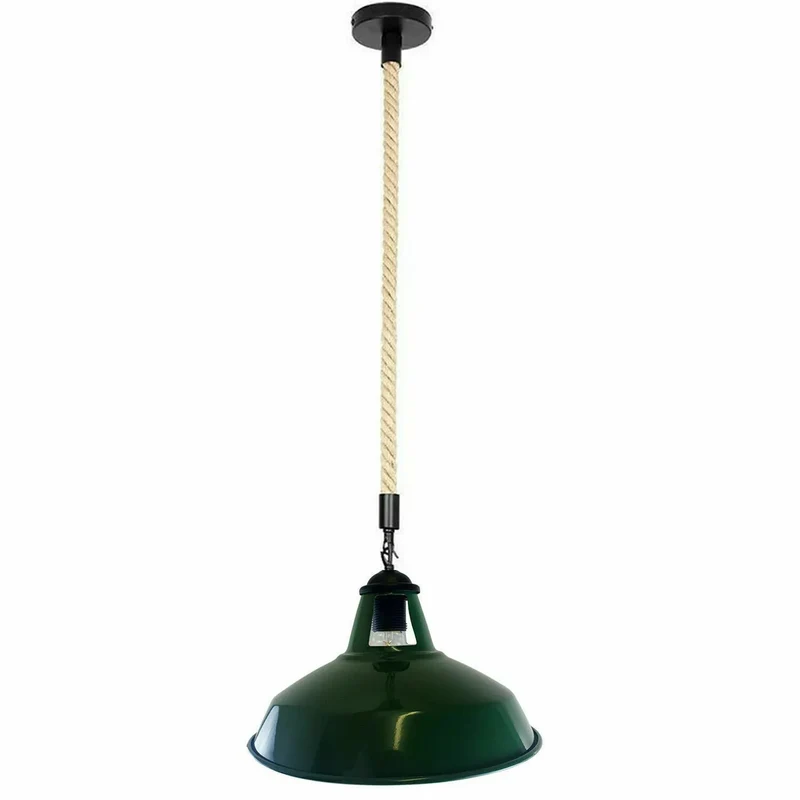 Industrielle Hanfseil Lampe 2m | E27 Metall Hängelampe höhenverstellbar~3820
