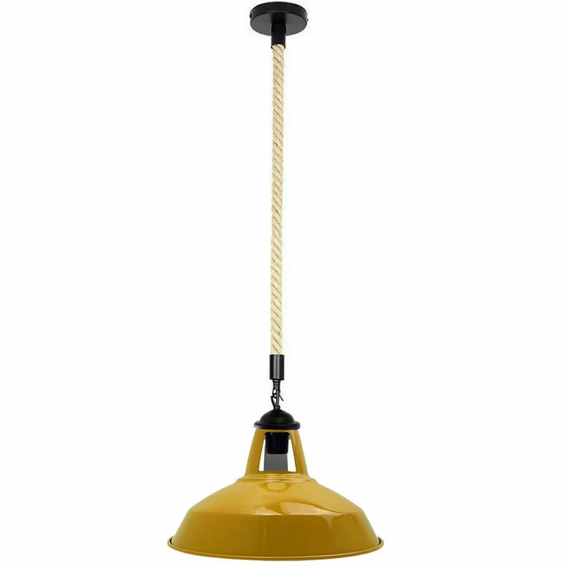 Industrielle Hanfseil Lampe 2m | E27 Metall Hängelampe höhenverstellbar~3820