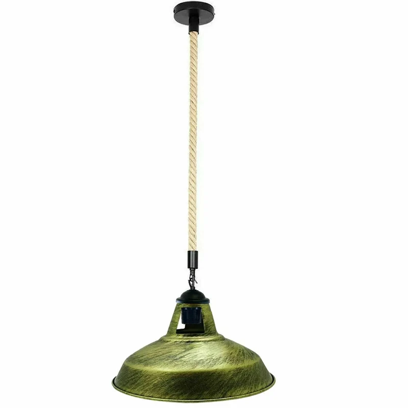 Industrielle Hanfseil Lampe 2m | E27 Metall Hängelampe höhenverstellbar~3820