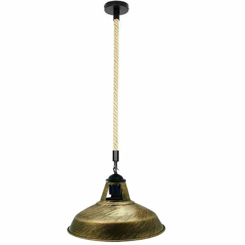 Industrielle Hanfseil Lampe 2m | E27 Metall Hängelampe höhenverstellbar~3820