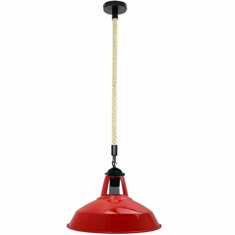 Industrielle Hanfseil Lampe 2m | E27 Metall Hängelampe höhenverstellbar~3820
