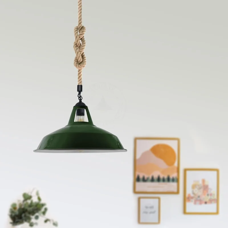 Industrielle Hanfseil Lampe 2m | E27 Metall Hängelampe höhenverstellbar~3820