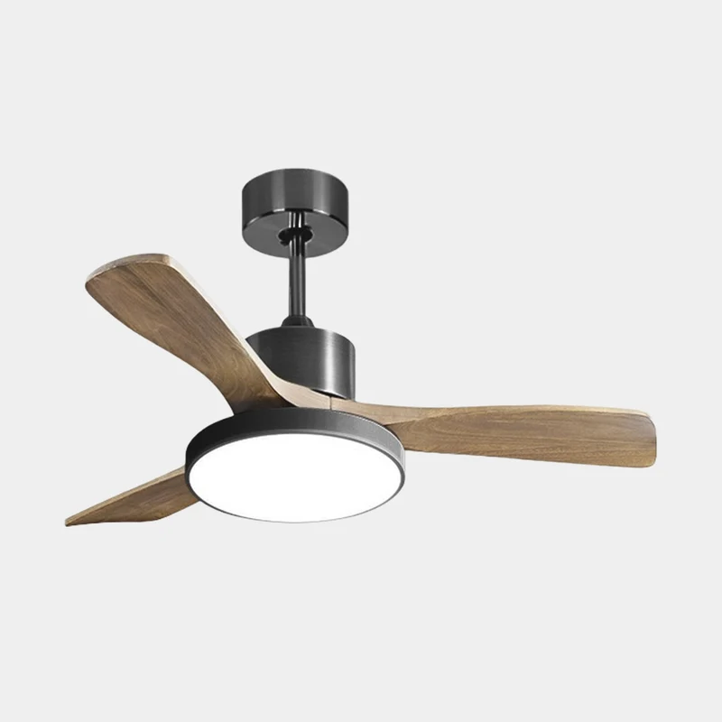 Ceiling Fan Light Modern DC Inverter 3 Wood Blades Semi-Flush Mount