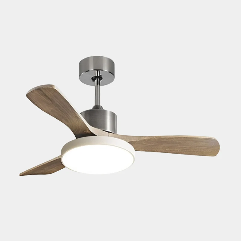 Ceiling Fan Light Modern DC Inverter 3 Wood Blades Semi-Flush Mount