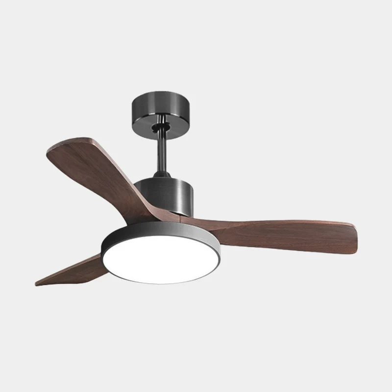 Ceiling Fan Light Modern DC Inverter 3 Wood Blades Semi-Flush Mount