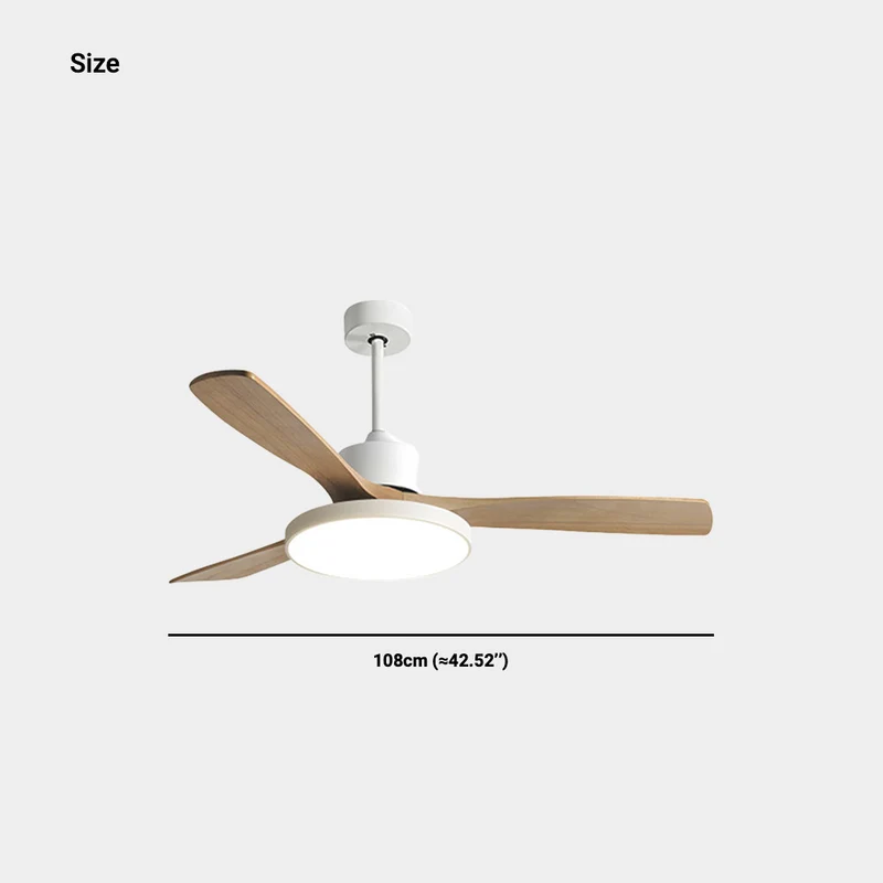 Ceiling Fan Light Modern DC Inverter 3 Wood Blades Semi-Flush Mount