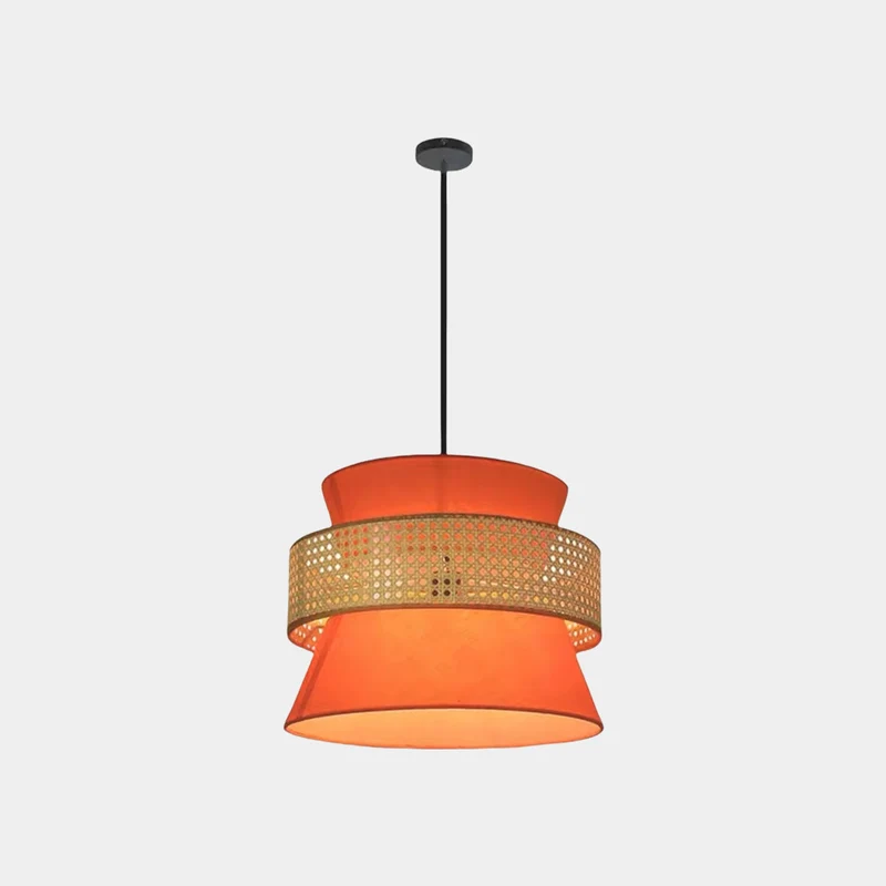 Pendant Light Japandi Rattan Hourglass, Orange