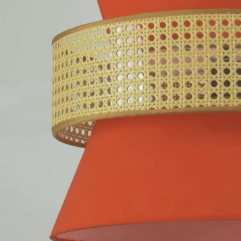 Pendant Light Japandi Rattan Hourglass, Orange