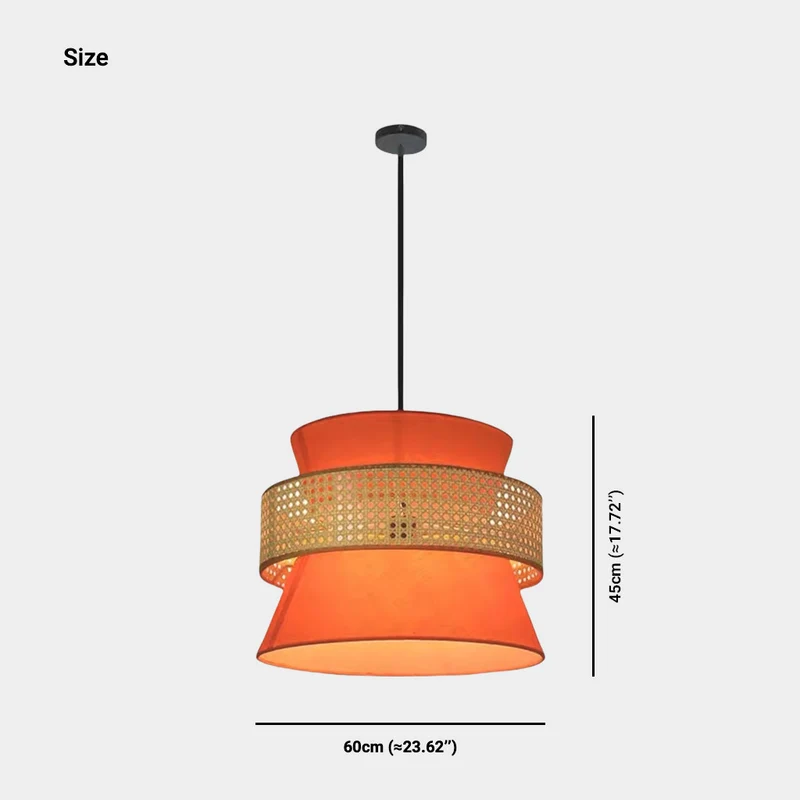 Pendant Light Japandi Rattan Hourglass, Orange