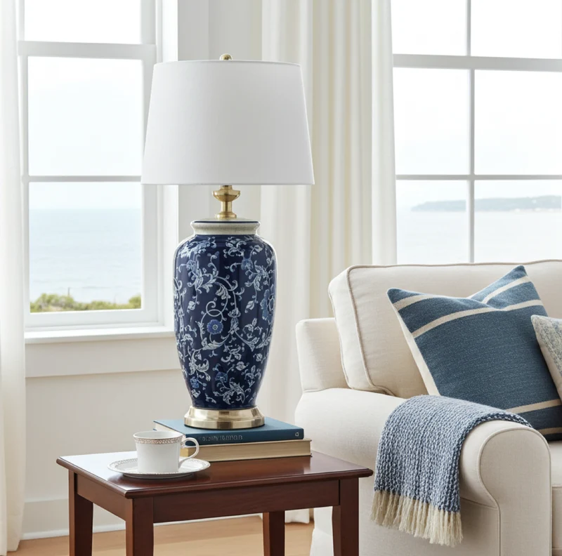 Chinesische Blau-Weiß Porzellanlampe