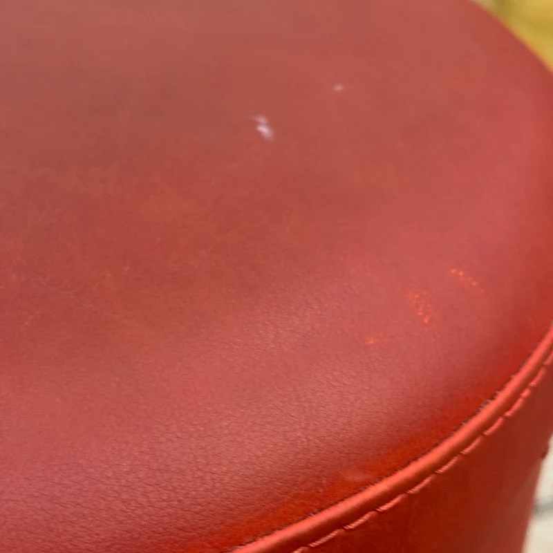 Leder Pouf Hocker Zylinder Rot Gebraucht