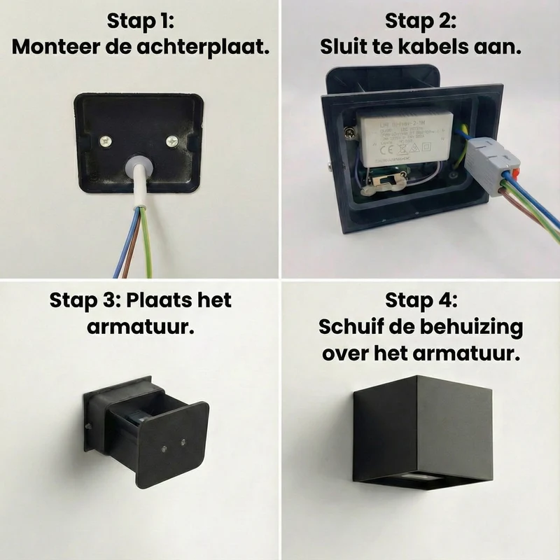 4x SMART Cube Wandleuchte | Dimmbar | Zigbee | Schwarz | Farbtemperatur einstellbar | Hue-kompatibel