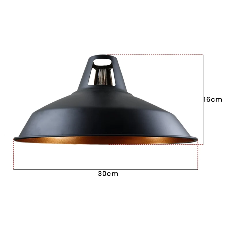 Industrie lampenschirm Set Schwarz Gold E27 | Metall Ersatzschirme einzeln ~3858