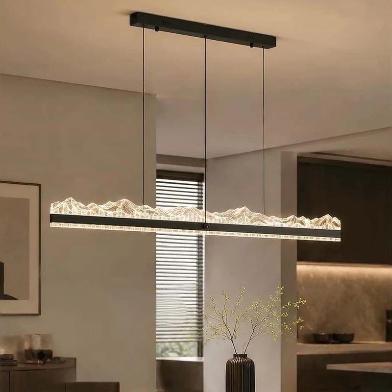 Pendant Light Ice Crack Linear LED Dimmable, Black