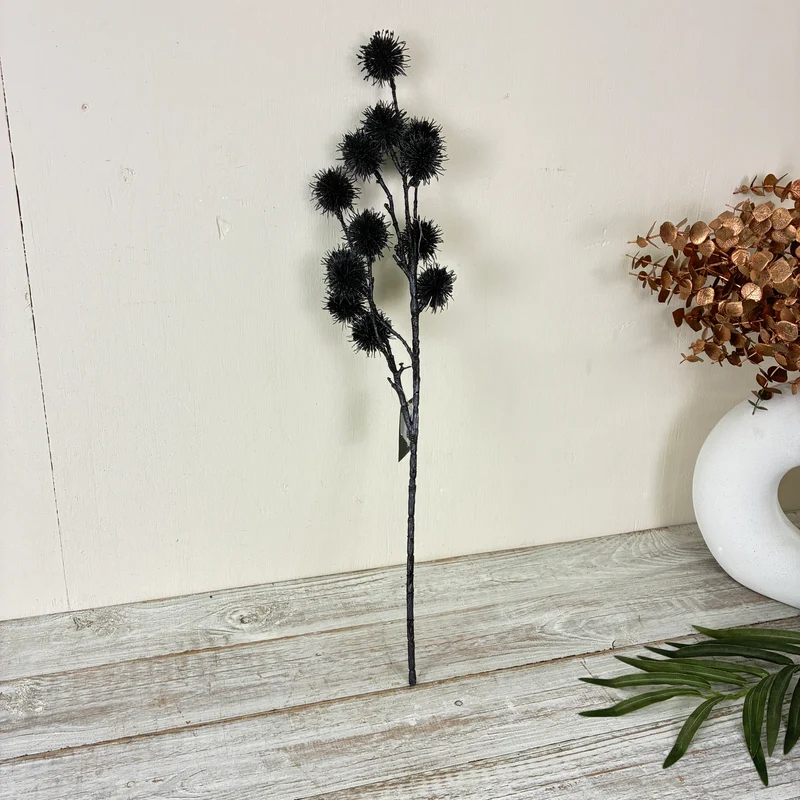 Countryfield Künstlicher Zweig Distel Kunstpflanze 65cm Schwarz Deko