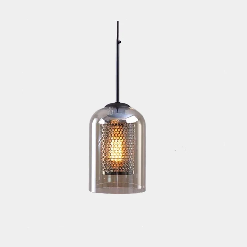 Pendant Light Industrial Glass Cylinder, 1 Light/3 Lights