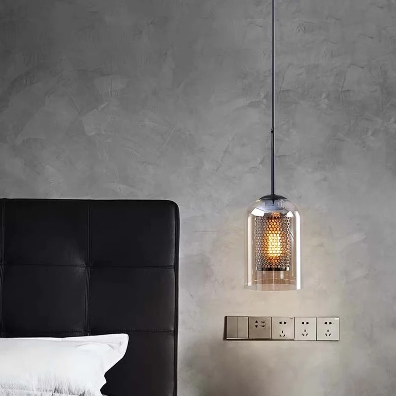 Pendant Light Industrial Glass Cylinder, 1 Light/3 Lights