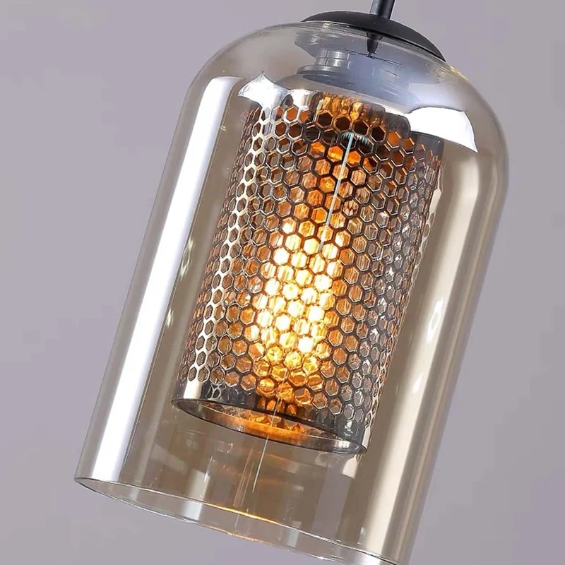 Pendant Light Industrial Glass Cylinder, 1 Light/3 Lights