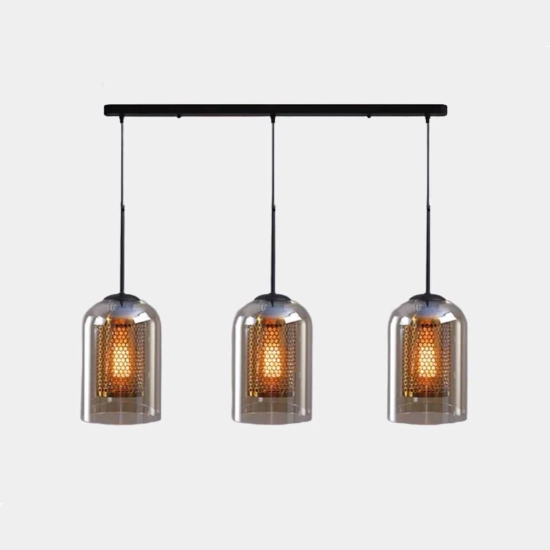 Pendant Light Industrial Glass Cylinder, 1 Light/3 Lights